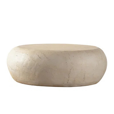 MgO Mid-Century Round Centre Coffee Table Vintage Faux Stone Sofa Pre-Modern Coffee Tables Beige Coffee Table for Living Room Office Apartment | Wayfair North America