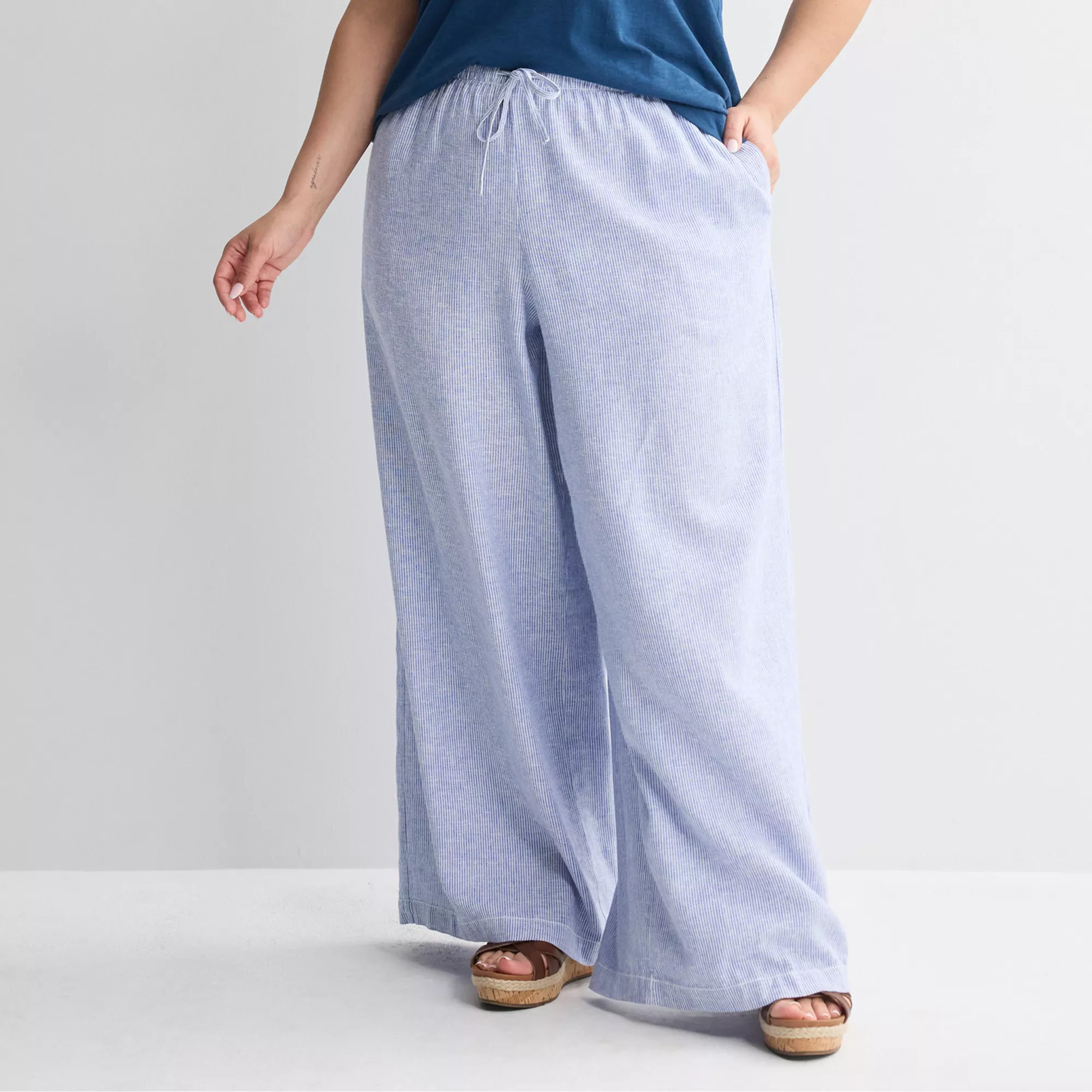 Plus Size Sonoma Goods For Life® Mid Rise Linen Blend Pants, Women's, Size: 5XL, Pitch Black | Kohl's