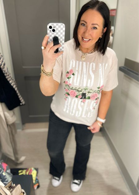 Target graphic tee haul!  Love the graphic on this Guns N’ Roses tee!  Size xl. Size up one. Size 14 jeans. Linked updated pair too  

#LTKSeasonal #LTKmidsize #LTKfindsunder50