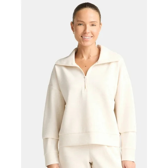 Avia Women's and Women's Plus Knit Quarter Zip Pullover, Sizes XS-4X | Walmart (US)