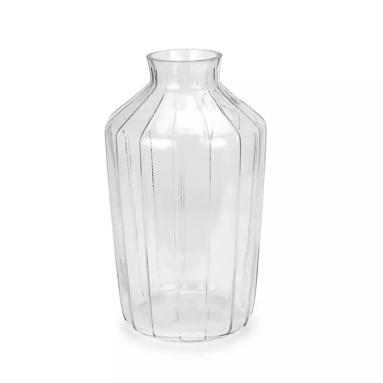 New! Clear Ribbed Glass Fluted Vase, 14 in. | Kirklands