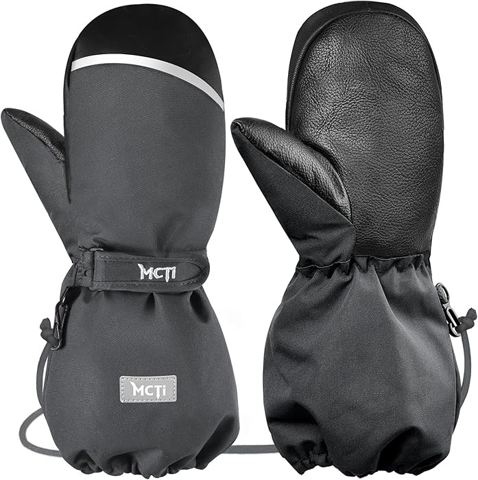 MCTi Kids Mittens Waterproof Winter Ski Warm Sherpa Lined Long Cuff with String | Amazon (US)