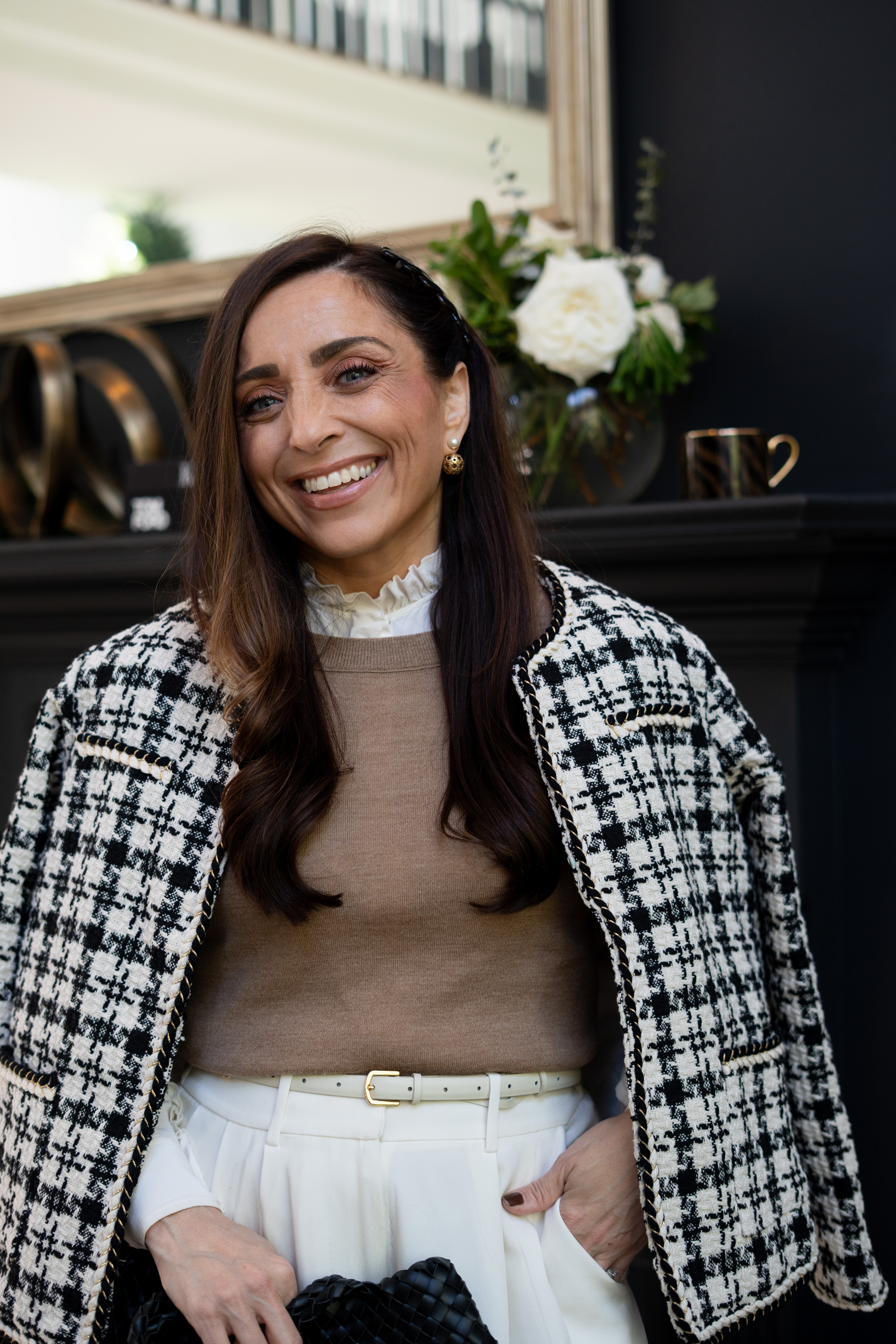 Omg I’m obsessed with this outfit! The black and white tweed jacket makes everything look so polished, and it’s perfect over my cozy beige sweater and cream trousers. It feels so elegant but still modern—like the perfect mix of classy and cool. Totally my go-to fall vibe! Would you believe me when I tell you it's ALL AMAZON?!!!
 

 #LTKHoliday #LTKSeasonal #LTKWorkwear