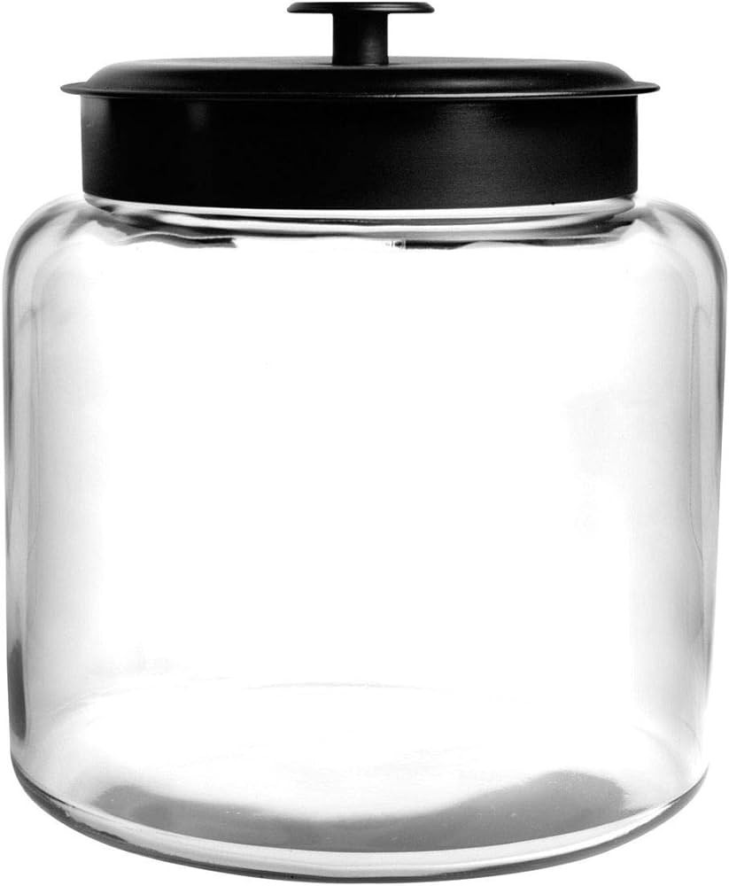Anchor Hocking Montana 1.5 Gallon Glass Jar with Lid, Black Metal Lid | Amazon (US)