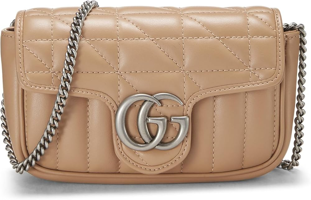 Amazon.com: Gucci, Pre-Loved Beige Leather GG Marmont Crossbody Super Mini, Beige : Luxury Stores | Amazon (US)
