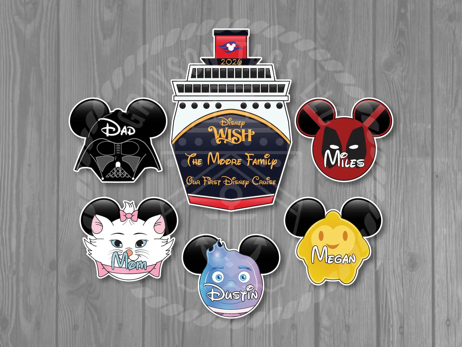 Disney Cruise Door Magnets - Disney Ship Front and Character Inspired Magnet Set | Etsy (US)