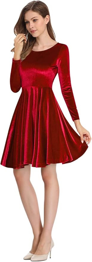 Leadingstar Women's Velvet Cocktail Party Mini Dress | Amazon (US)