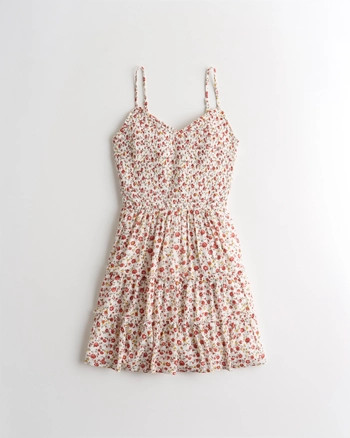Smocked Tiered Mini Dress | Hollister (US)