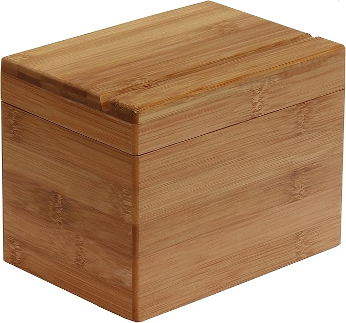 Oceanstar Bamboo Recipe Box with Divider, Natural, 6.80" W x 4.90" D x 5.10" H | Amazon (US)
