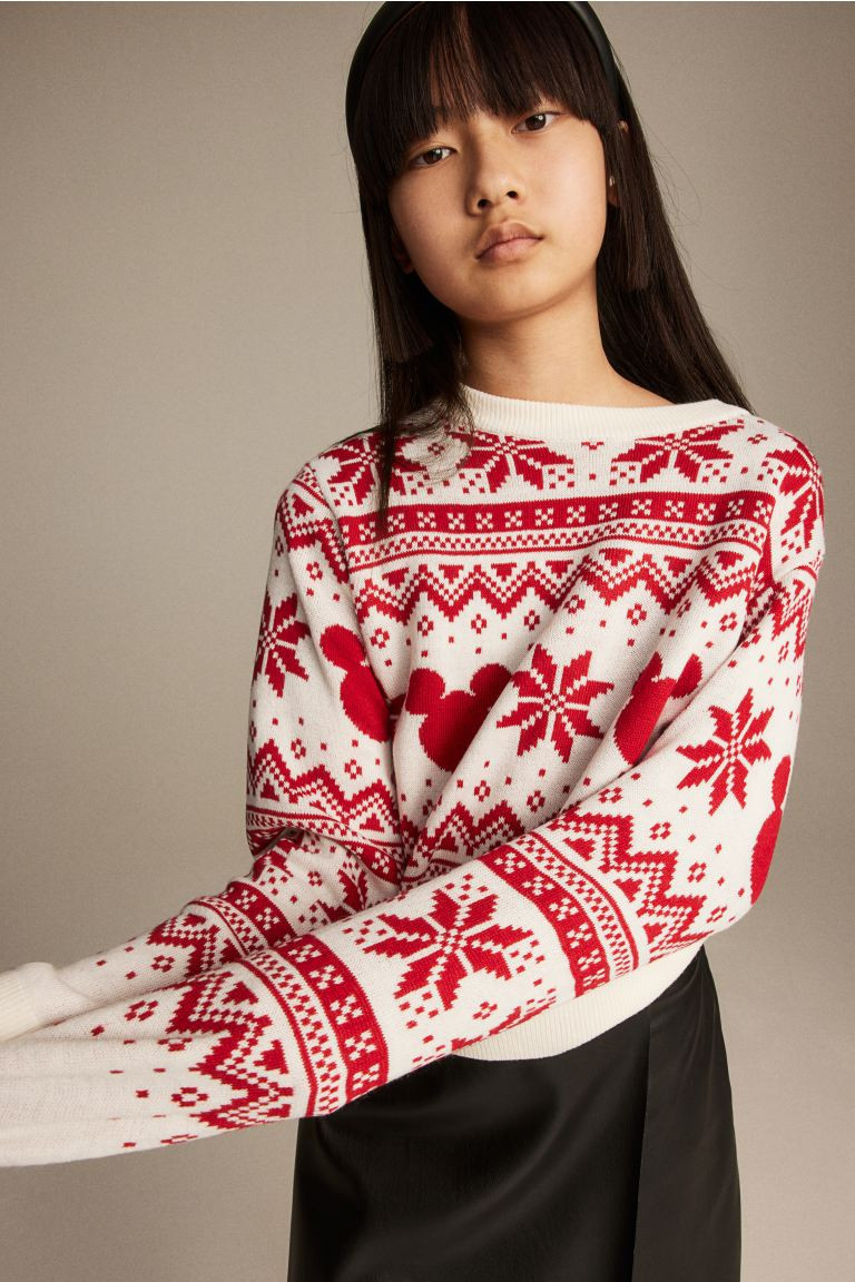 Jacquard-knit jumper - Red/Mickey Mouse - Kids | H&M GB | H&M (UK, MY, IN, SG, PH, TW, HK)