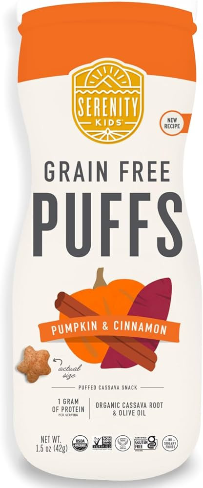 Serenity Kids 6+ Month Grain Free Puffs Toddler & Baby Snack - No Added Sugar - No Gluten or Rice... | Amazon (US)