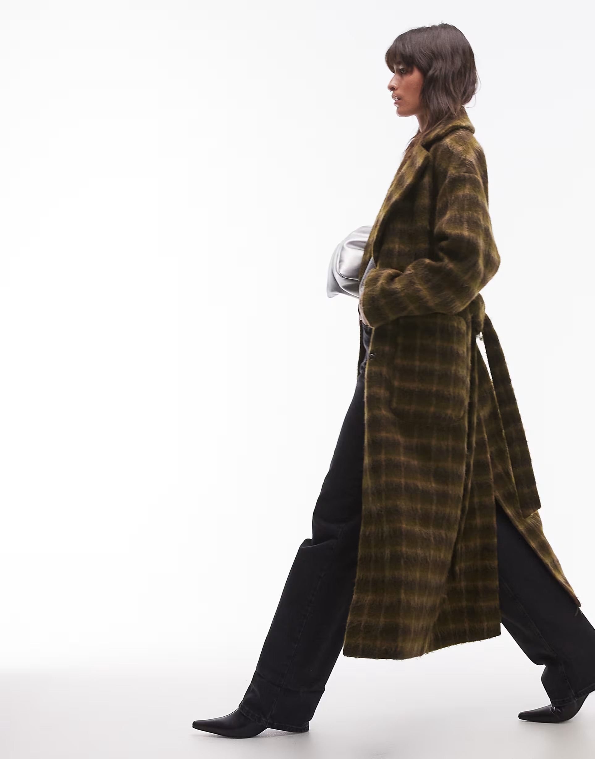 Topshop brushed check formal coat in multi | ASOS (Global)