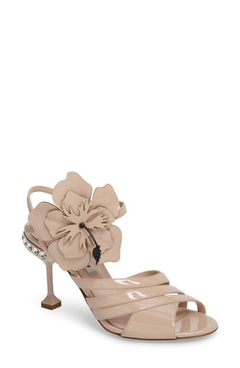 Women's Miu Miu Flower Applique Sandal | Nordstrom