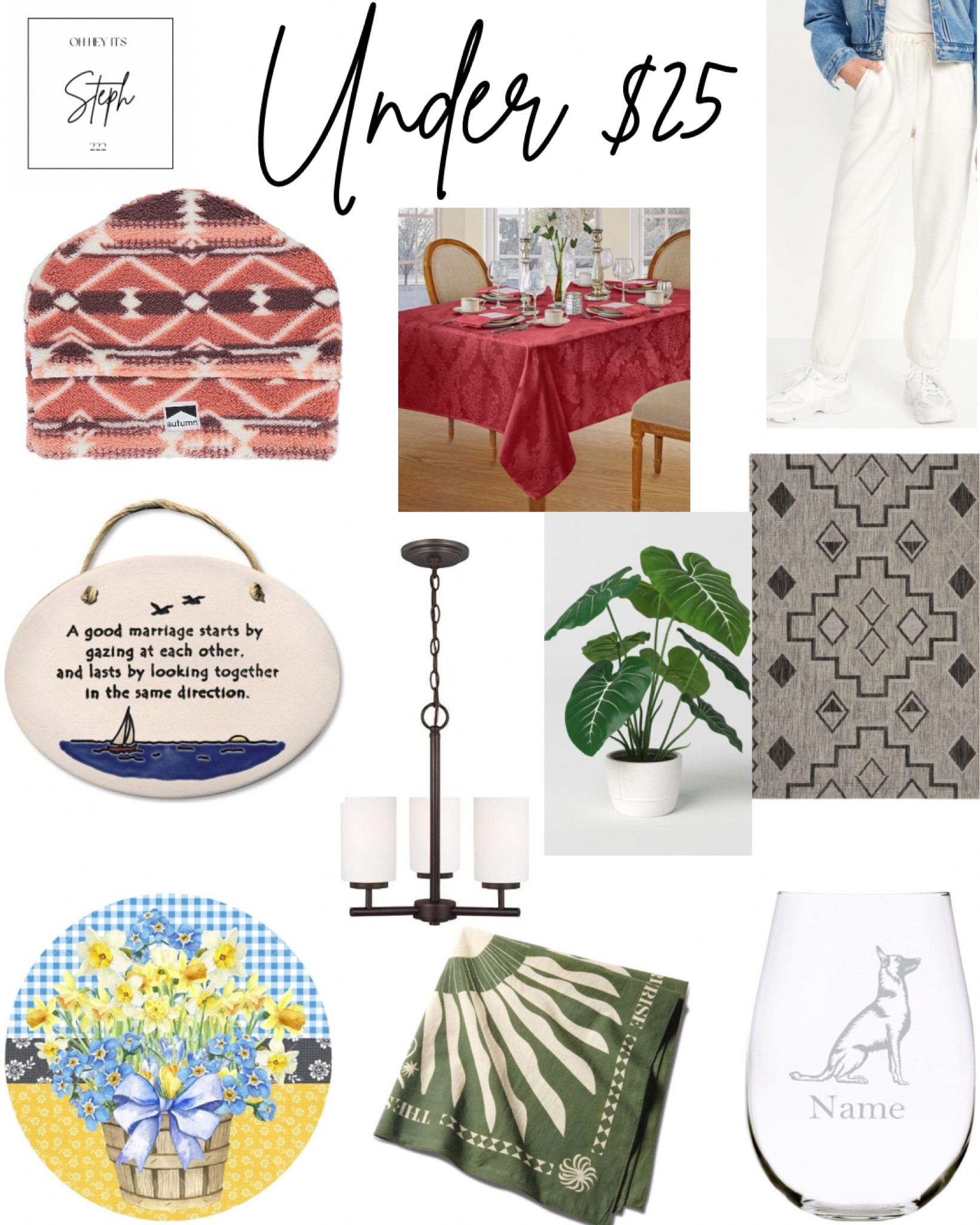 Under $25


Wreath Sign, Etsy, Stemless Wine Glass, wall plaque, Chandelier, target, Large Artificial Dasheen Leaf Plant, beanie, revolve, Outdoor Area Rug, Macys, tablecloth, Jogger Sweatpants for Girls, old navy 

#LTKFindsUnder50 #LTKHome #LTKSaleAlert