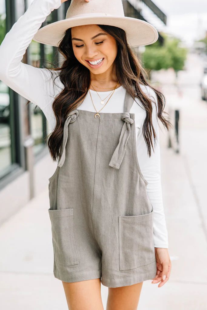All You Can See Charcoal Gray Linen Overalls | The Mint Julep Boutique