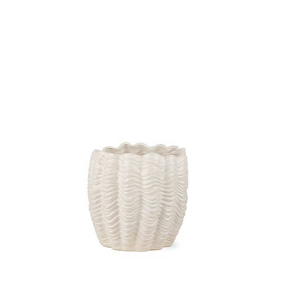 HomeRoots 11" Cream Ceramic Sculptural Waves Table Vase | Target