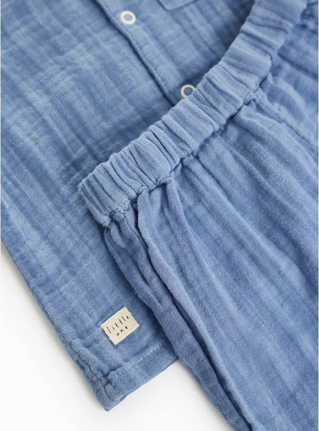 Blue Striped Short Sleeve Traditional Pyjama Set Up to 3 mths | Tu Clothing