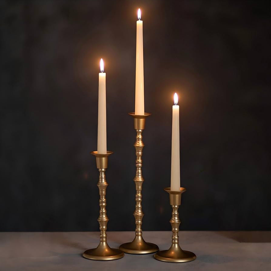 NUPTIO Gold Candlestick Holders for Centerpiece: Unique Taper Candleholders | Amazon (US)