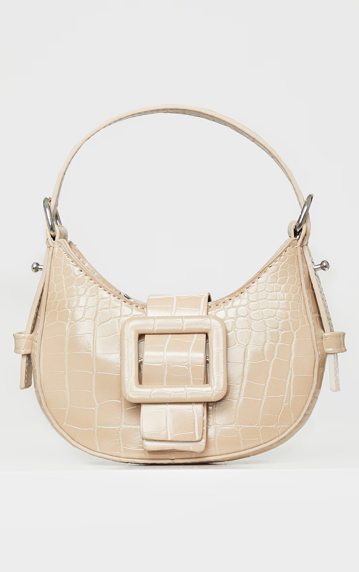 Nude Croc Mini Buckle Grab Bag | PrettyLittleThing UK