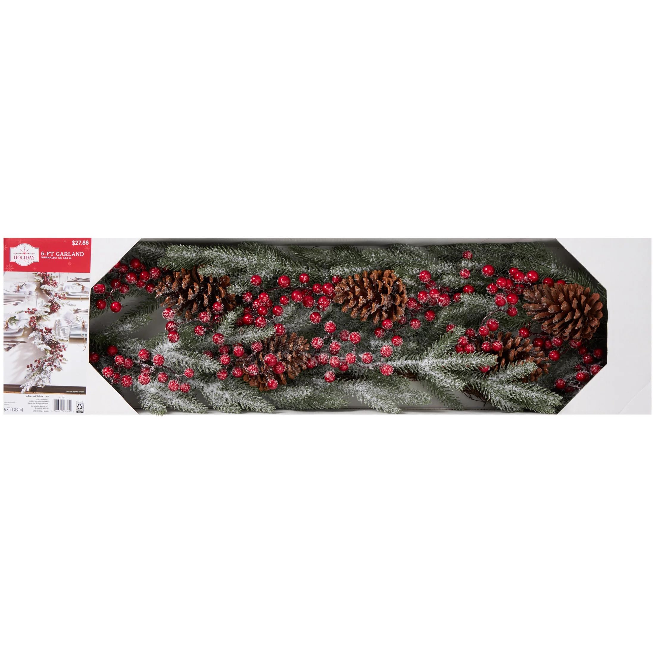 Frosted Red Berry Garland, 72 in, by Holiday Time | Walmart (US)