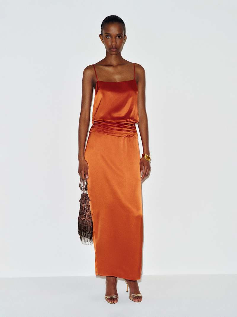 Reformation Ofelia Silk Dress Orange 2 | Reformation (Global)