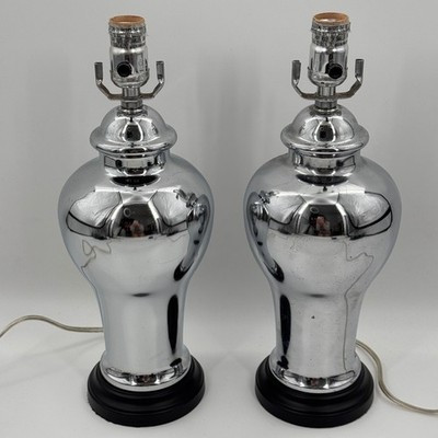 Pair of Vintage Chrome Ginger Jar Table Lamps | eBay US
