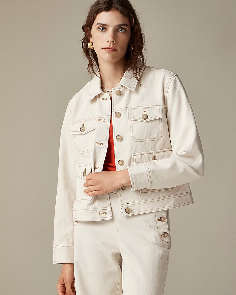 Lightweight canvas chore jacket in ecru herringbone | J. Crew US