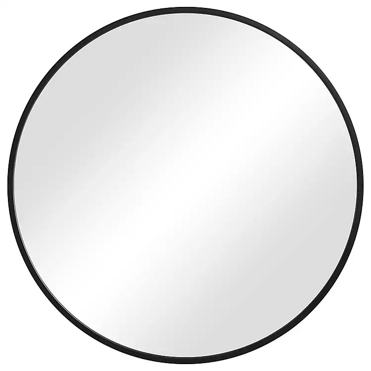 Round Matte Black Thin Frame Mirror | Kirkland's Home