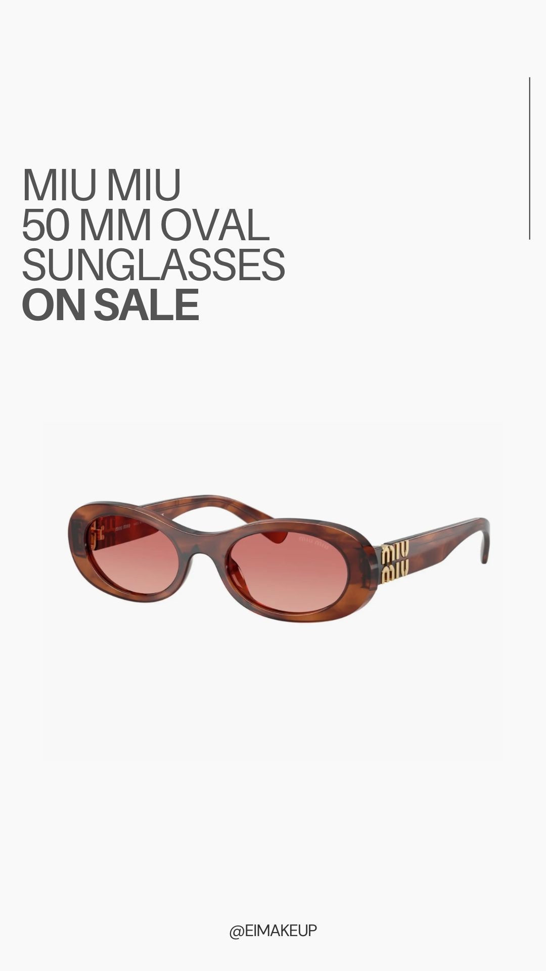 The Miu Miu 50 mm Oval Sunglasses are a chic, vintage-inspired accessory that perfectly blends playful femininity with modern luxury — and even better, they’re currently on sale. Designed with slim oval acetate frames, these Italian-made sunnies feature the brand’s signature vertical logo at the temples for a subtle yet iconic designer detail. The flattering 50 mm lens shape gives off effortless ’90s and Y2K vibes while still feeling timeless, making them easy to pair with everything from casual everyday outfits to elevated looks. Crafted with premium materials and offering 100% UV protection, they deliver both style and practicality, making this sale the perfect time to invest in a statement accessory at a great value.

#LTKBeauty #LTKTravel #LTKSpringSale