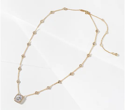 Diamonique Cushion Cut "The Courtney" Necklace, Sterling Silver | QVC