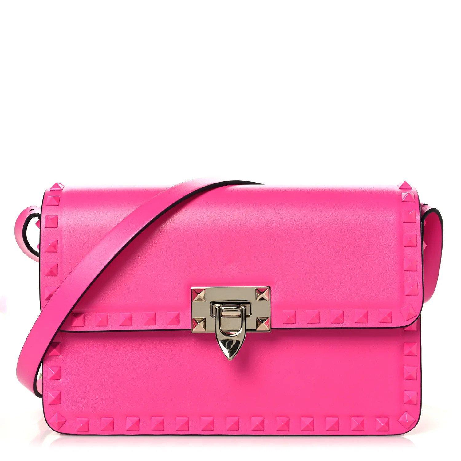 Valentino Garavani Smooth Calfskin Enamel Tonal Rockstud23 Shoulder Bag Pink PP 1810903 | FASHIONPHILE (US)