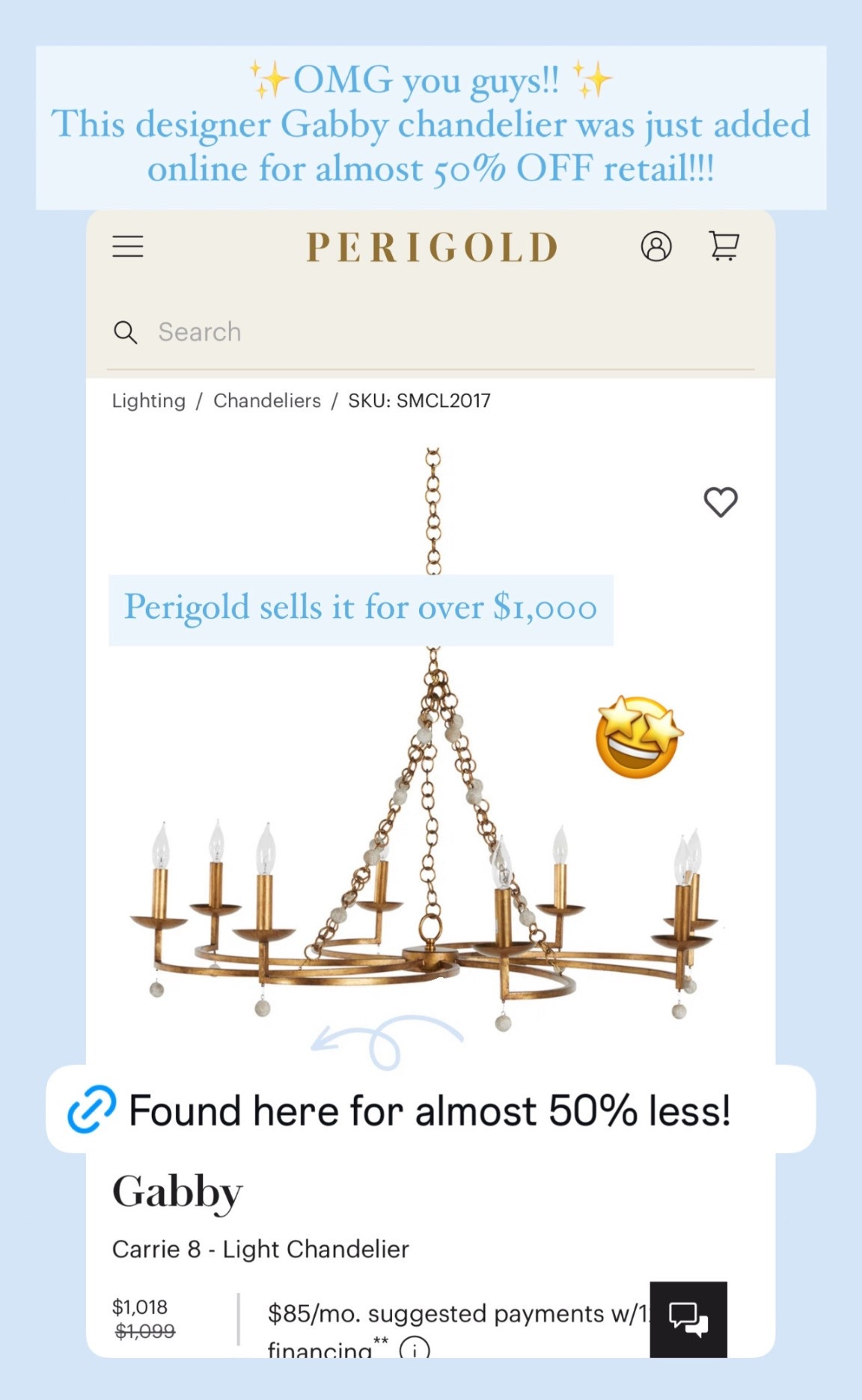 Wow!! 🤩 Can’t believe this gorgeous brass beaded Gabby designer chandelier was just added online for almost 50% OFF!!

I love the white beading on this!! 🙌🏻 Not sure how many they have and will go fast at this price!!