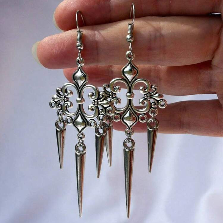Spiked Cone Earrings - Gothic Rivet Design For Rock & Punk Fashion, Metal Sculpture Jewelry (Unisex) | SHEIN