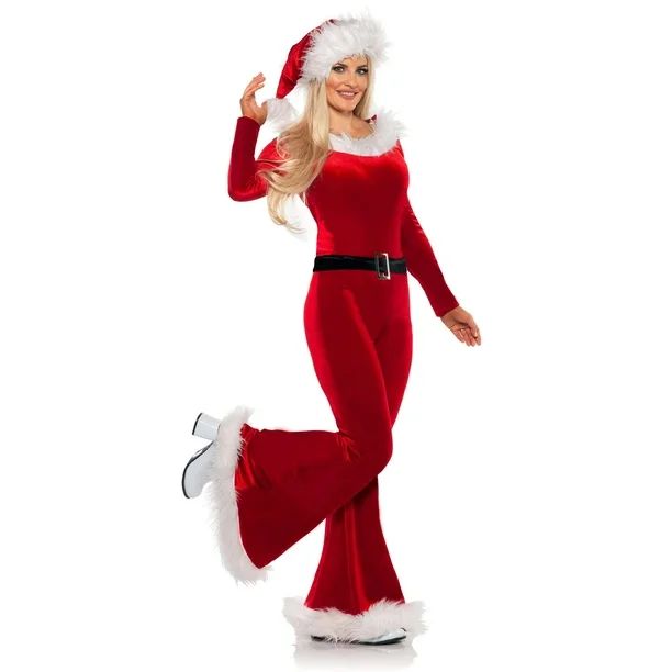 Women's Flare Santa Jumpsuit Costume - Walmart.com | Walmart (US)