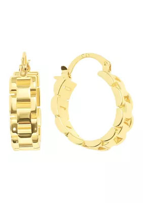 Belk Silverworks Gold Plated Thick Link Click Top Hoop Earrings | Belk