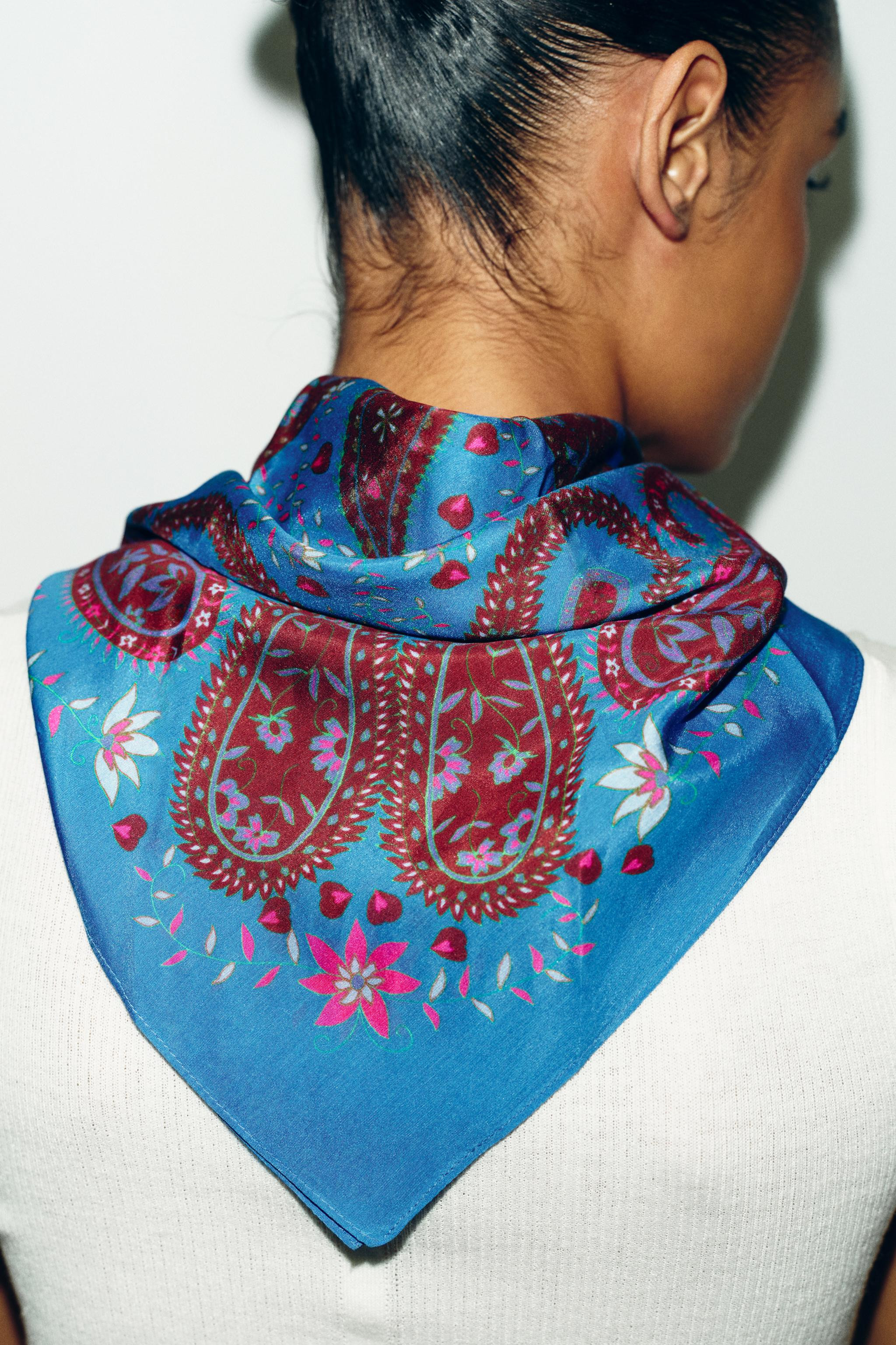 PRINTED SILK PAISLEY SCARF | Zara UK