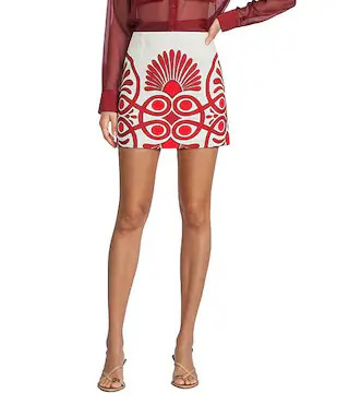 Izzy Printed Linen Blend Skirt | Dillard's