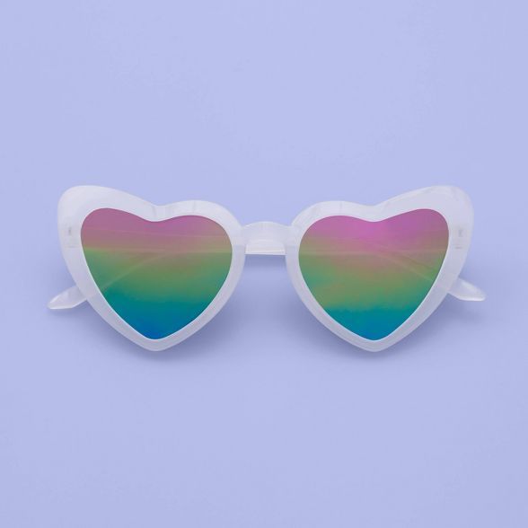 Girls' Heart Frame Sunglasses - More Than Magic™ White | Target