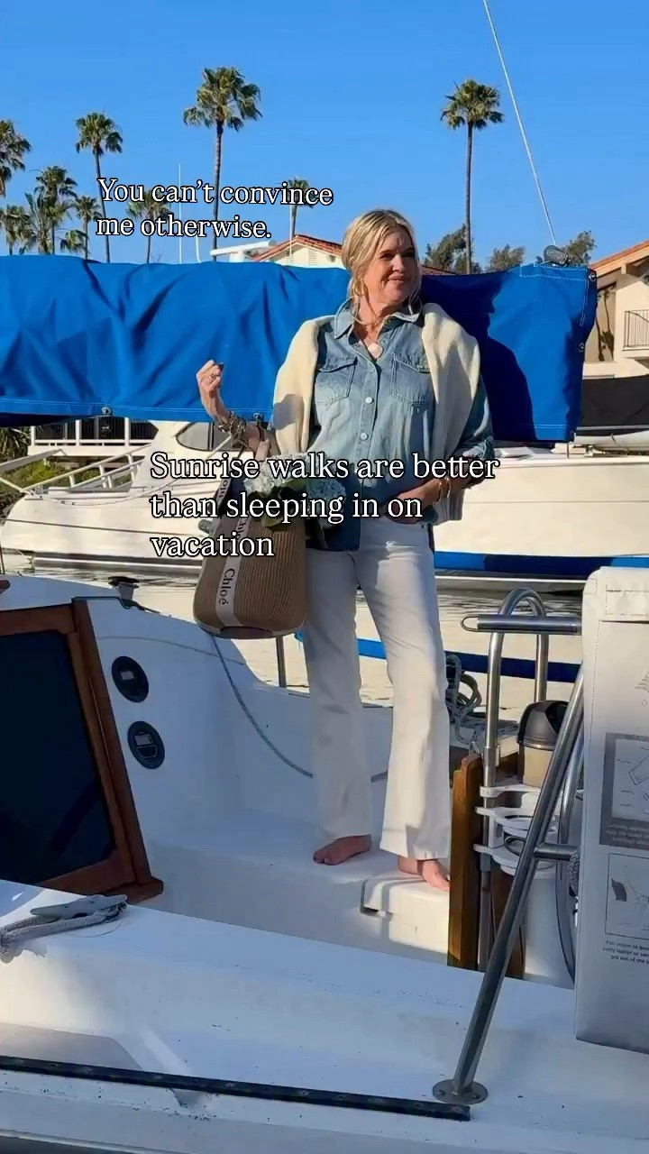Join in the discussion….

Tell me below if you agree or disagree?

Do you enjoy the sunrise walk on the beach or sleeping in on vacation?

Or maybe you like to enjoy coffee with the view? Or are you the up with exercise type of girl… while in vacation mode?

Like my outfit? 
-White jeans  tts  
-Denim shirt so good 
-Ralph Lauren sweater links other options too 
- Chloe straw bag


Follow me on Liketoknowit Darcymvandenberg or comment “shop” I’ll send you a Dm⬇️

Coastal grandmother / coastal outfit/ American summer/ white jeans/ white and denim / midlifestyle / flag sweater/ Ralph Lauren/ hydrangeas/
Sailboats

#LTKdayinmylife #LTKOver40 #LTKootd