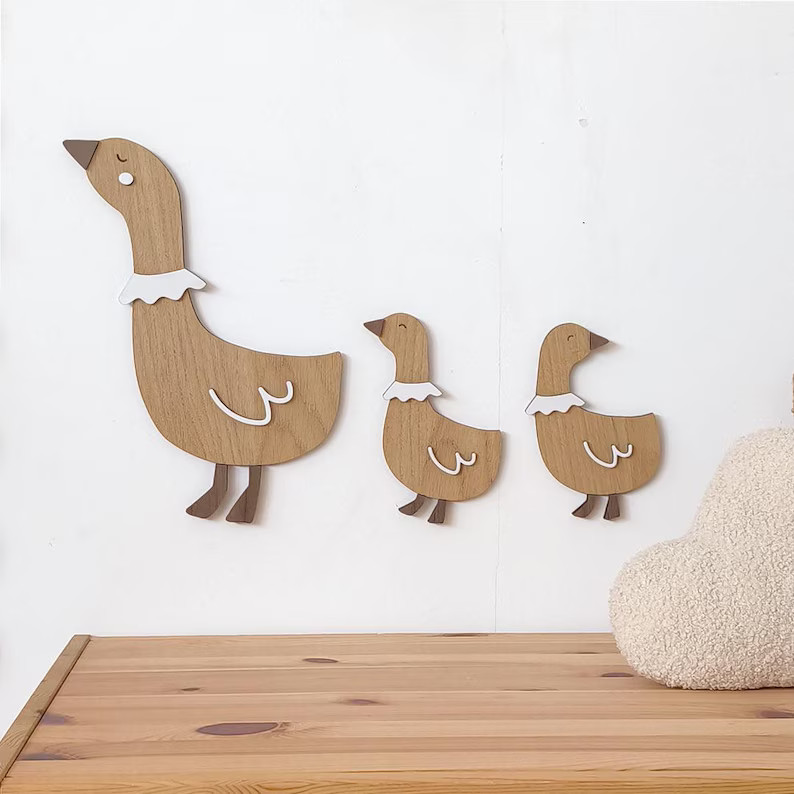 Wooden Duck Family, Goose Decal, Wooden Goose, Silly Goose, Wooden Wall Decor, Nursery Decor, Kid... | Etsy (US)