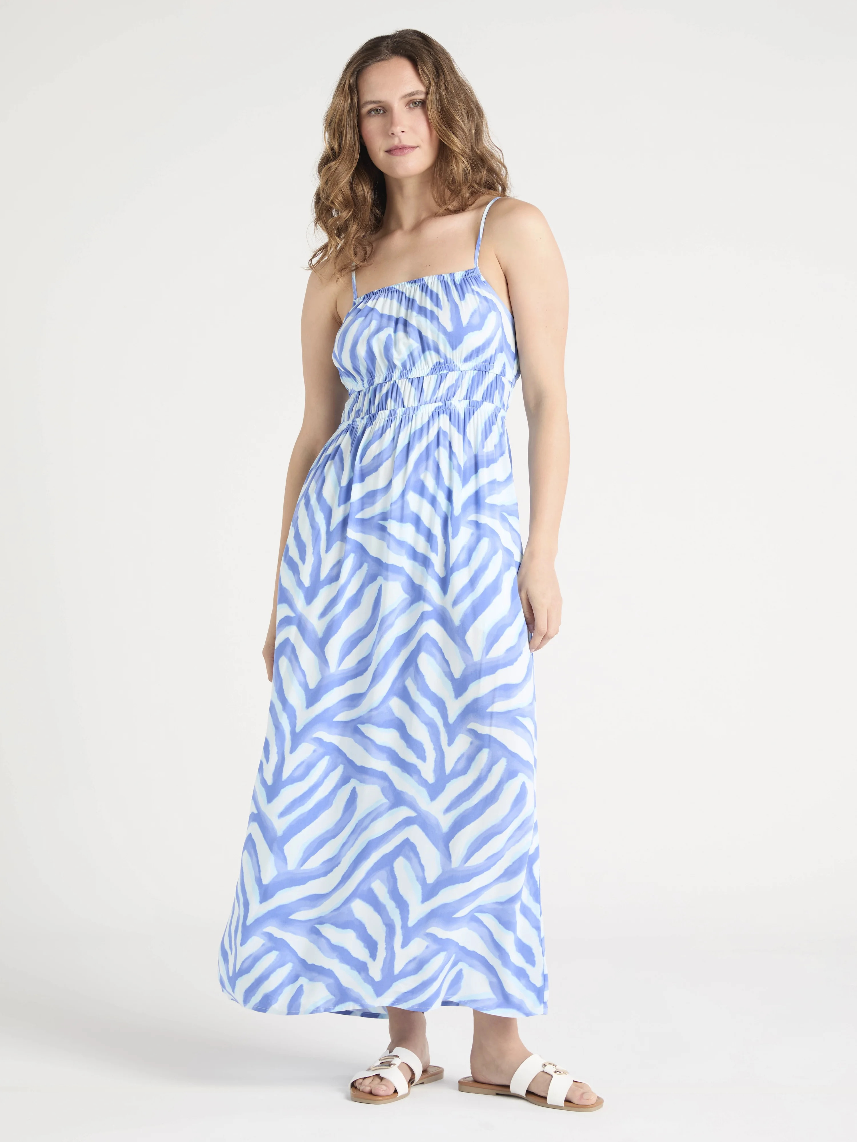 Time and Tru Women's and Women's Plus Smocked Waist Maxi Dress, Sizes XS-4X | Walmart (US)