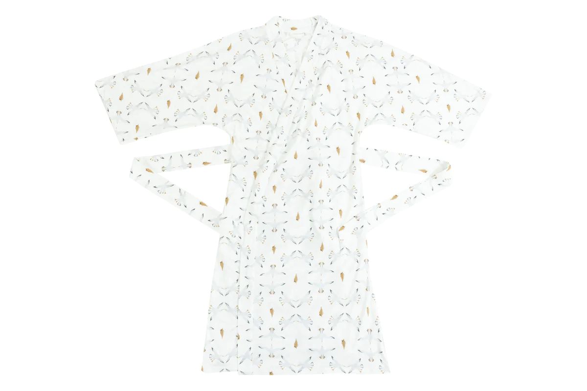 Women's Bamboo Jersey Robe - Seagulls & Seashells | Nest Designs