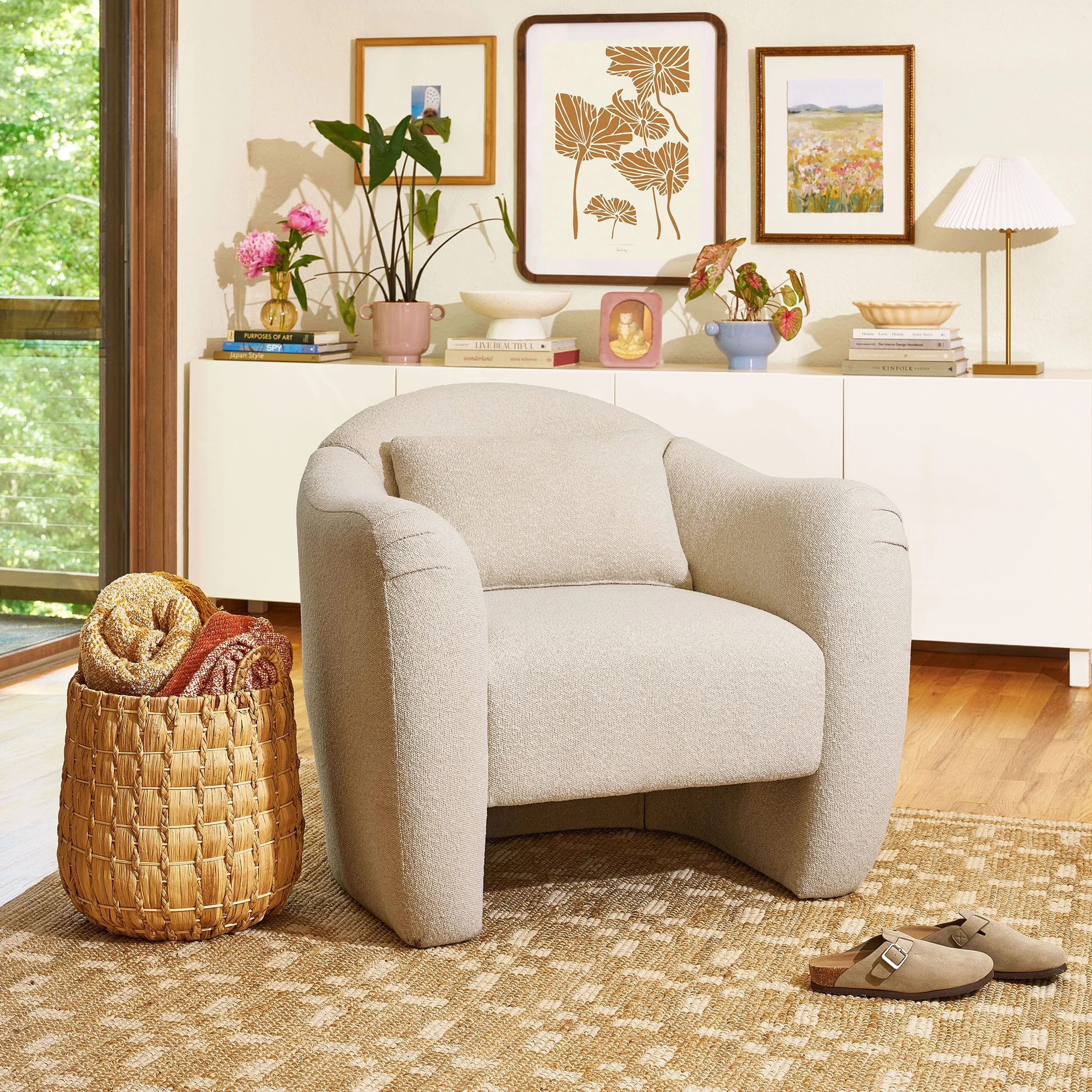 Beautiful Barrymore Teddy Accent Chair by Drew Barrymore, Cream Tweed | Walmart (US)