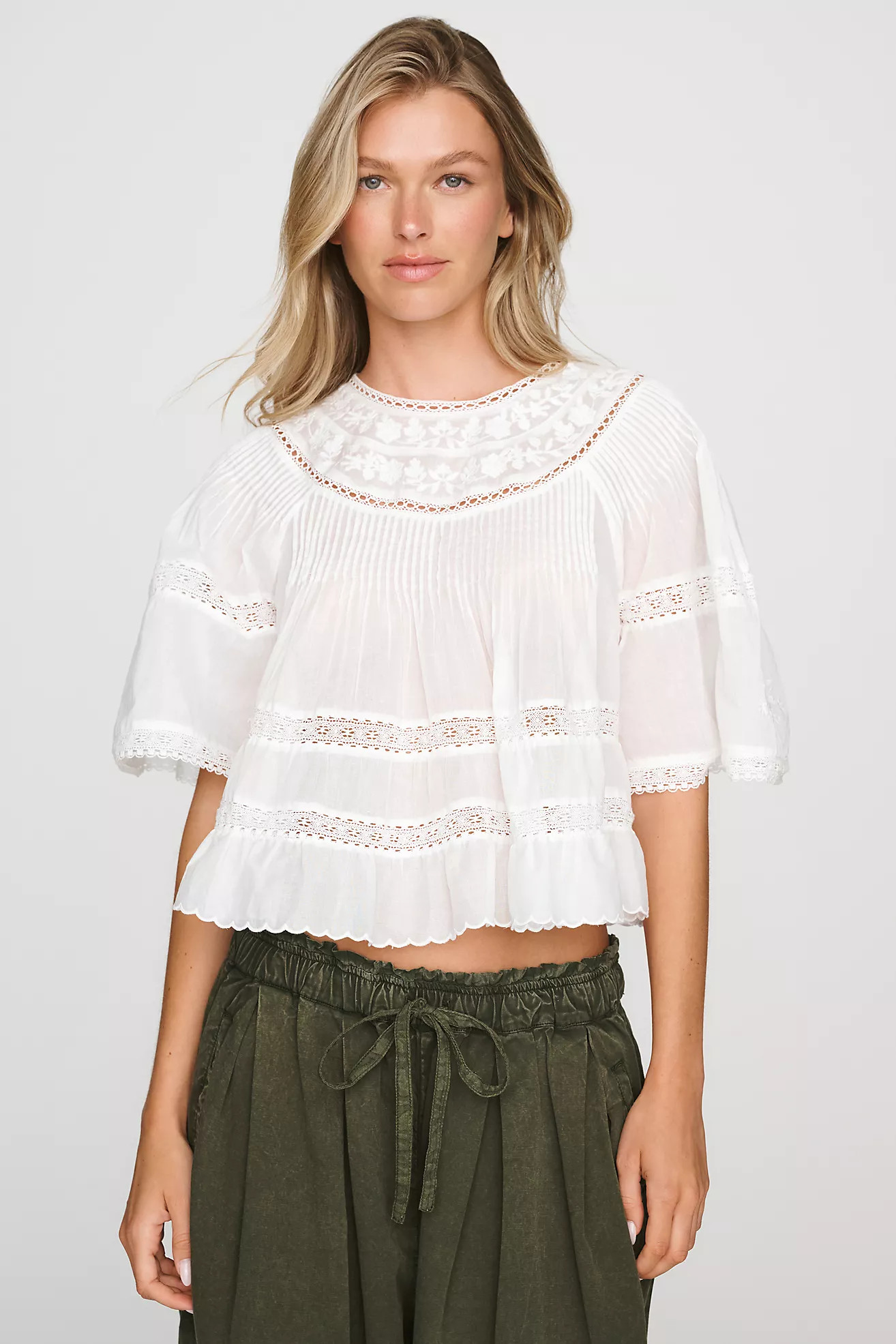 By Anthropologie 100% Cotton Tiered Swing Blouse | Anthropologie (US)