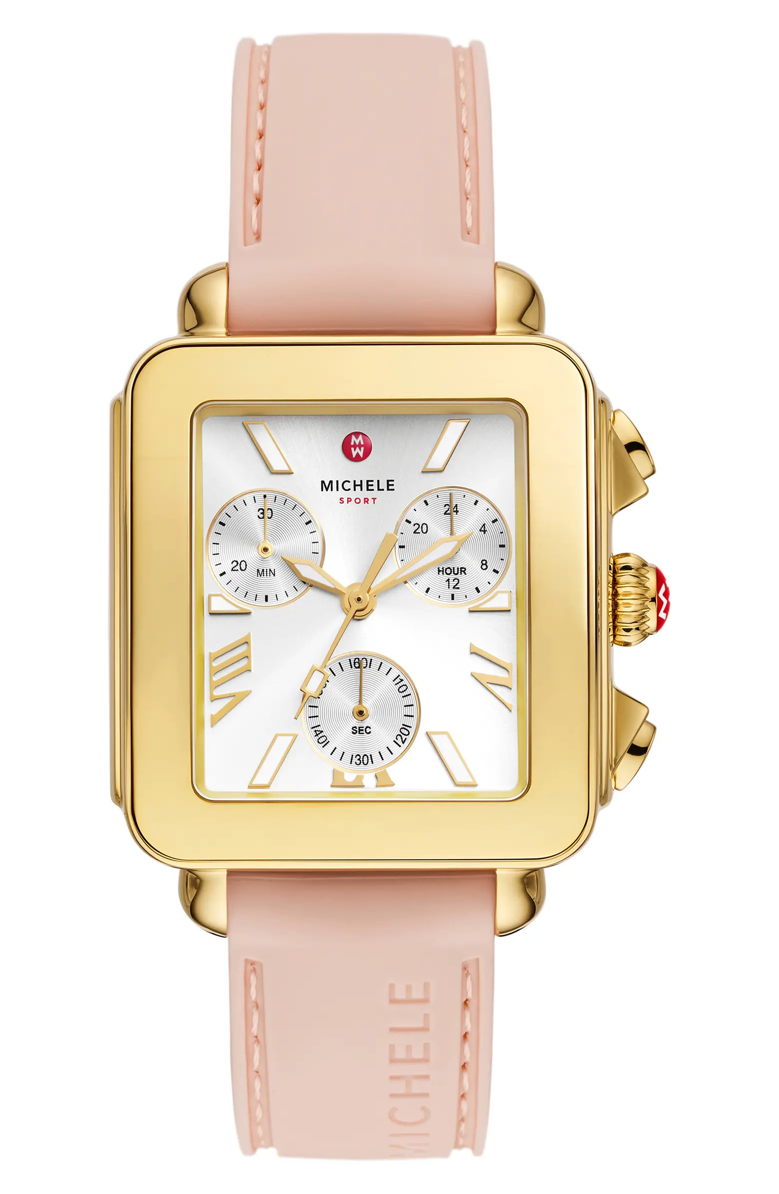 Deco Sport Chronograph Silicone Strap Watch, 34mm x 36mm | Nordstrom