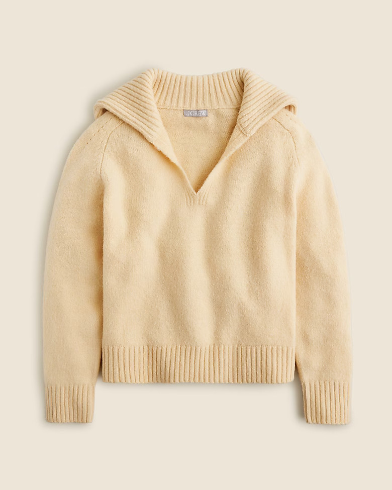 Johnny-collar sweater with ribbed trim | J. Crew US