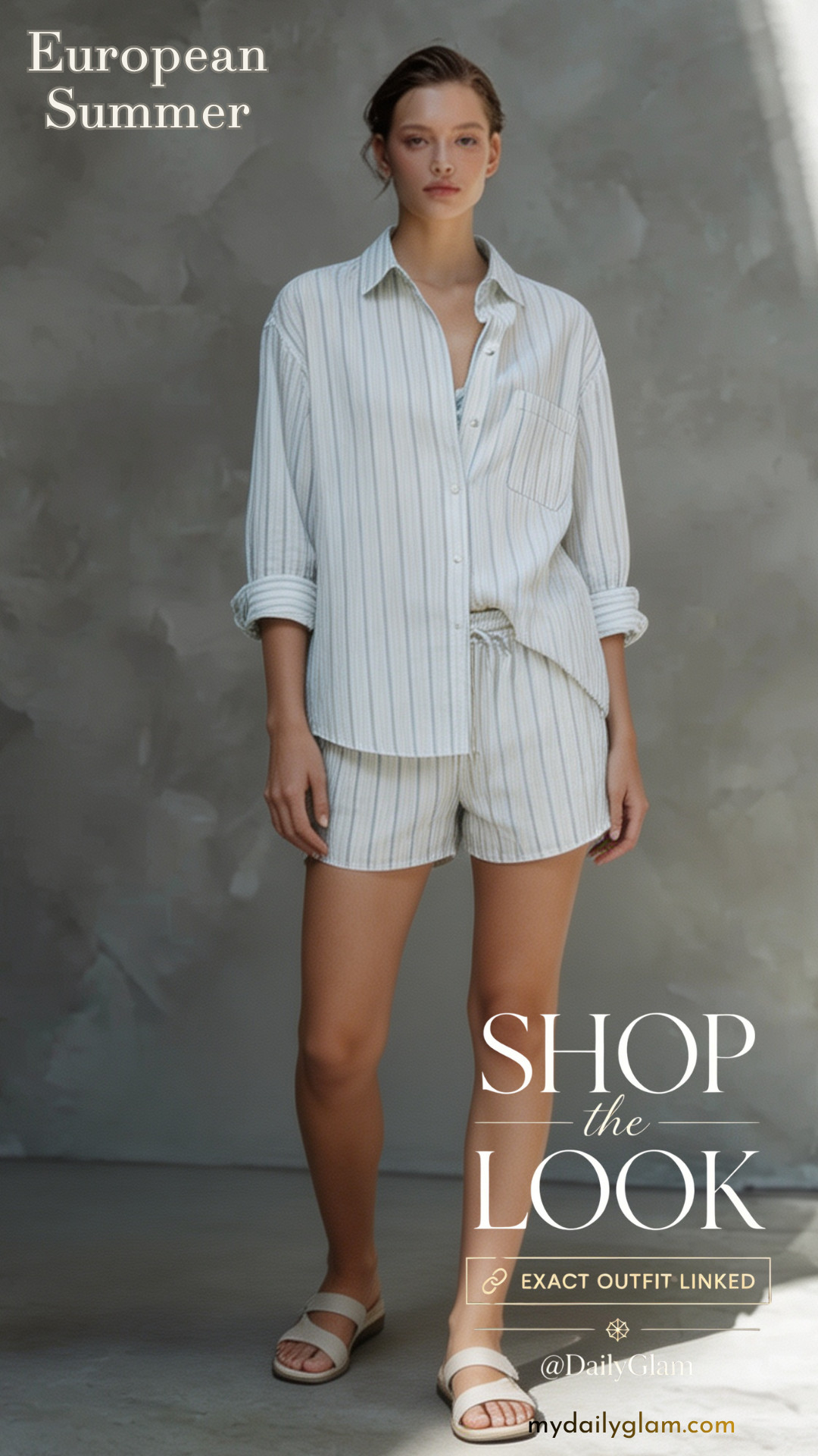 Light Blue Vertical Stripe Shirt & Drawstring Shorts Linen Two-Piece Summer Set

#LinenMatchingSet #CoastalGrandmaStyle #StripedSummerOutfit 

 #LTKootd #LTKOver40 #LTKWorkwear