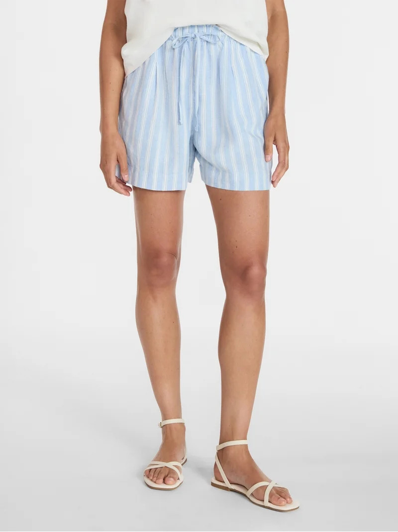 Time and Tru Women's Linen Blend Shorts, Sizes XS-XXXL - Walmart.com | Walmart (US)