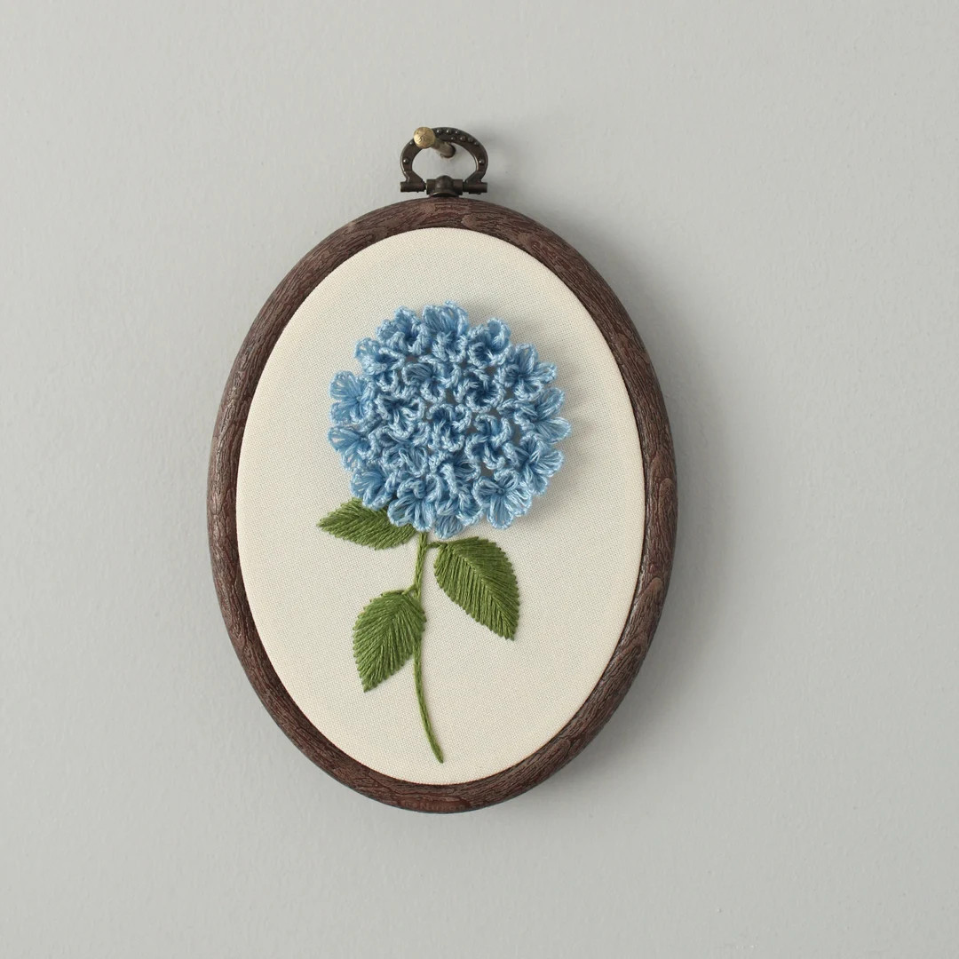Hydrangea Embroidery Wall Art - 3D Floral Hand Embroidery Hoop Art - Etsy | Etsy (US)