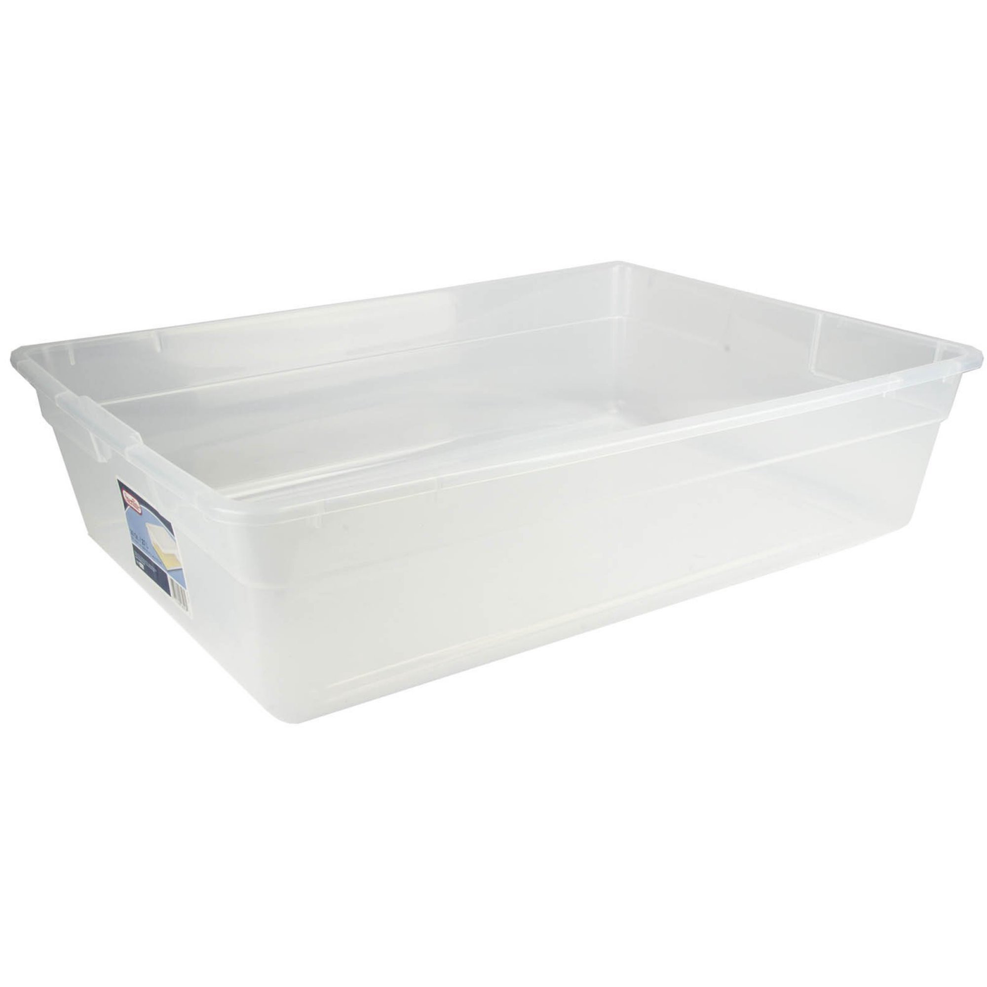 Sterilite 28 Qt Underbed Storage Box, Stackable Bin with Lid, Plastic Container to Organize, Bedroom, Clear Base and White Lid, 1-Pack | Amazon (US)